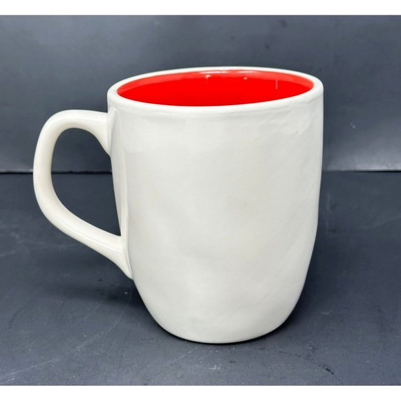 RAE DUNN JOY White Coffee Mug Typewriter Font Red Interior 20 oz Christmas - Picture 3 of 7